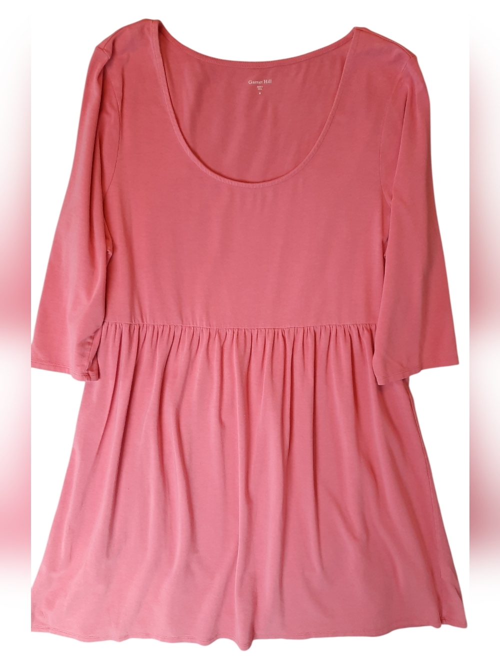 Garnet Hill Dress Womans Medium Pink Pleated Bohemian Preppy Peasant Neutral